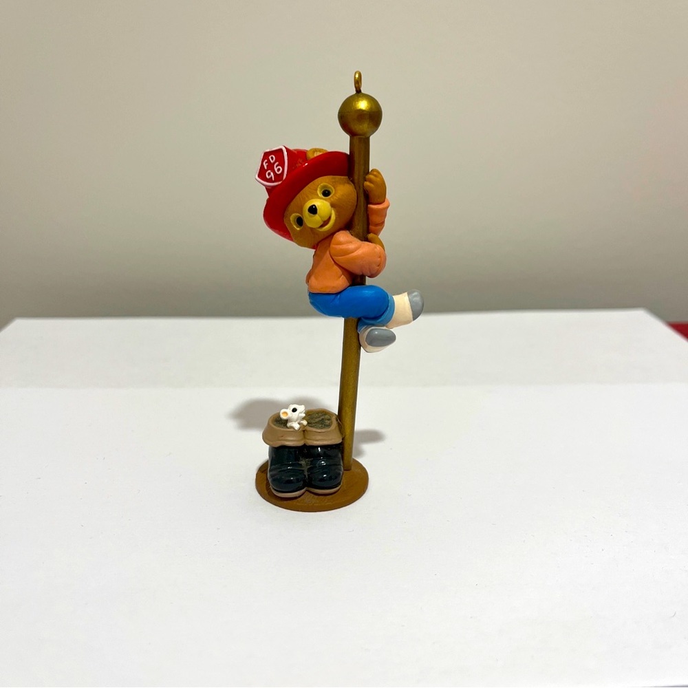 Hallmark Keepsake Ornament Hurrying Downstairs Bear Firefighter 1996